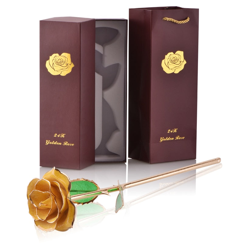 Geschenke für Frauen 24 Karat Gold getauchte Rose mit Ständer Ewige Blumen für immer Liebe in Box Freundin Hochzeit Weihnachtsgeschenke für Sie