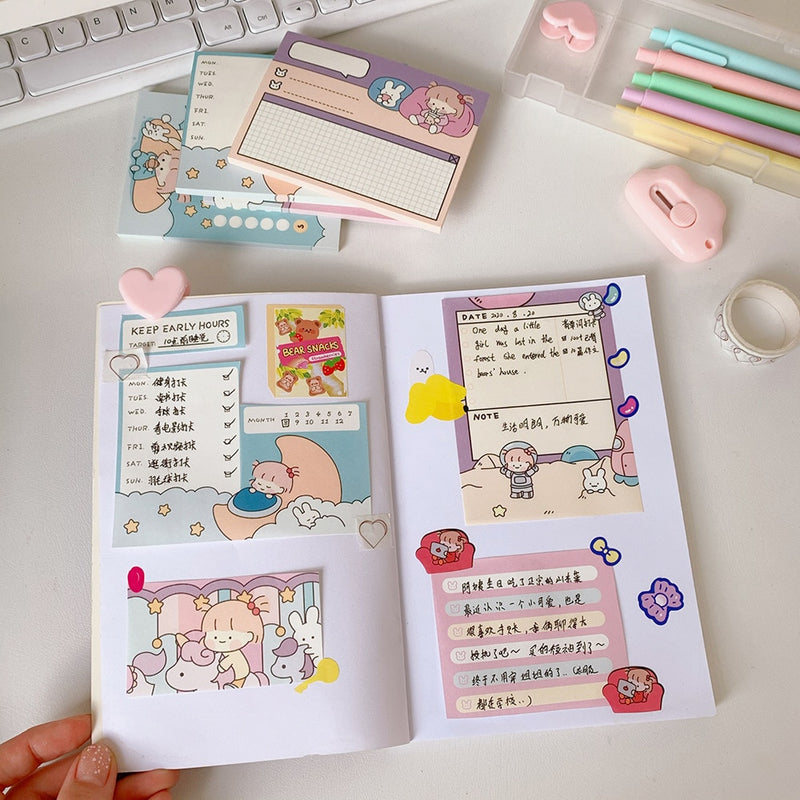 MINKYS Kawaii 50 Sheets Memo Pads Note Paper To Do List Check List Daily Planner Notepad Paperlaria Korean School Stationery