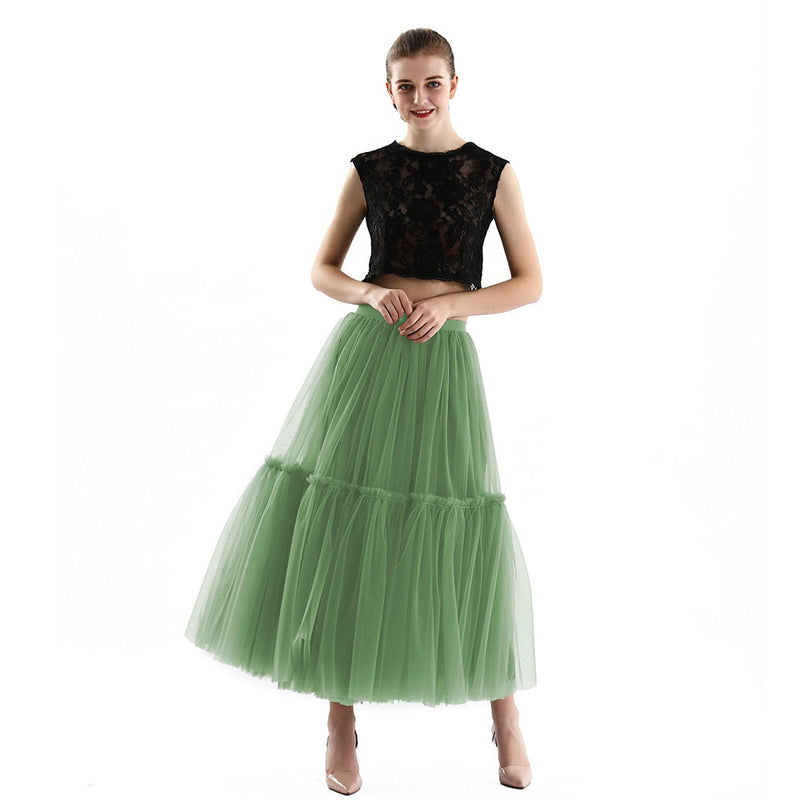 Maxi Long Tulle Skirts for Women Black Gothic Pleated Skirt Casual Party Fairycore Summer Winter Jupe Longue 2022 Falda Mujer