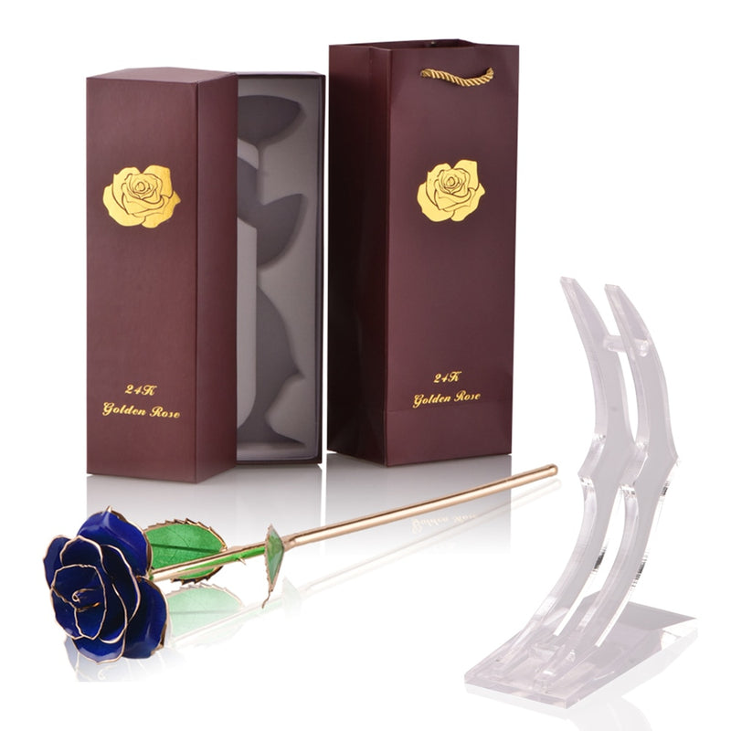 Gifts for Women 24k Gold Dipped Rose with Stand Eternal Flowers Forever Love In Box Girlfriend Wedding Christmas Gifts for Her