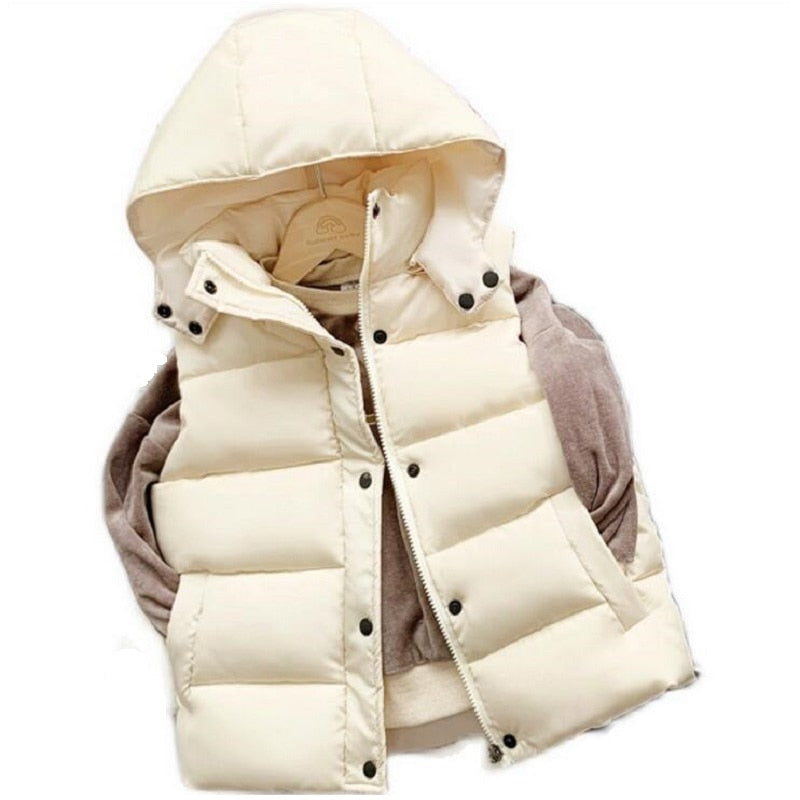 Chaqueta sin mangas cálida de invierno de 3 a 12 años para niños, chaqueta gruesa con capucha, chaleco para niños y niñas, chaleco para niños, chaleco aislado