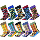 Heißer Verkauf Männer Socken 2020 Neue Bunte Geschenke für Männer Baumwolle Herren Socken Geometrische Gitter Klassische Glückliche Business Casual Socken Männer