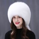 Winter Real Fox Fur Hats For Women Winter Stylish Russian Thick Warm Beanie woman Hat Natural Fluffy Fur Caps With Tail