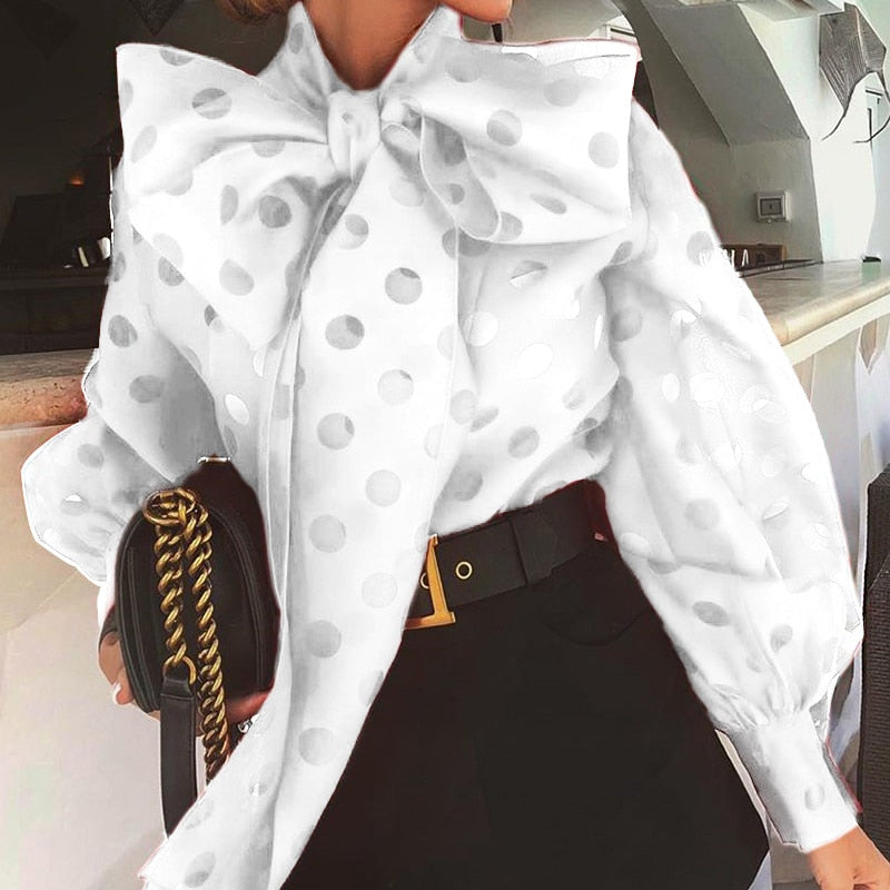 TWOTWINSTYLE Casual Ruched Women's Blouses Bow Collar Lantern Long Sleeve Lace Up Shirts For Female Fashion 2022 Clothing