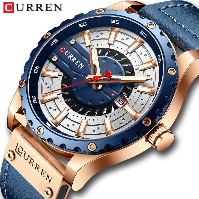 CURREN Uhren Top-Marke Mode Leder Armbanduhr Casual Quarz Herrenuhr New Chic Leuchtzeiger Uhr