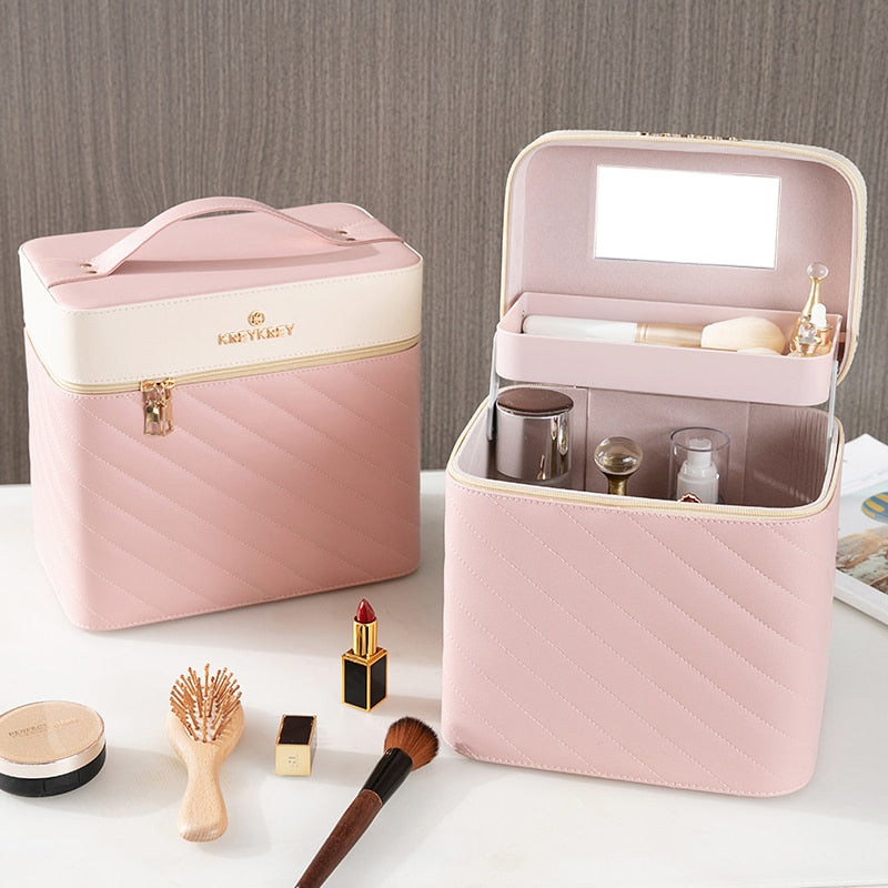 New Makeup Bag Fashion Toiletry Cosmetic  Storage Box Portable travel Make Up Suitcase