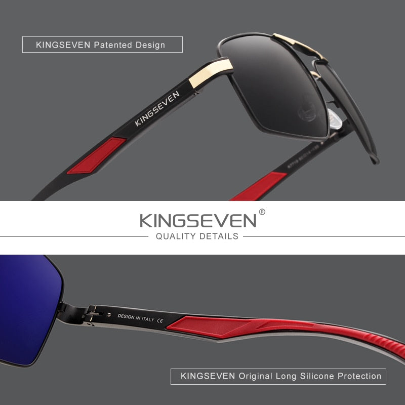 KINGSEVEN Brand 2022 New Polarized Men Sunglasses Square Aluminum Frame Male Sun Glasses Driving Fishing Eyewear Zonnebril N7719