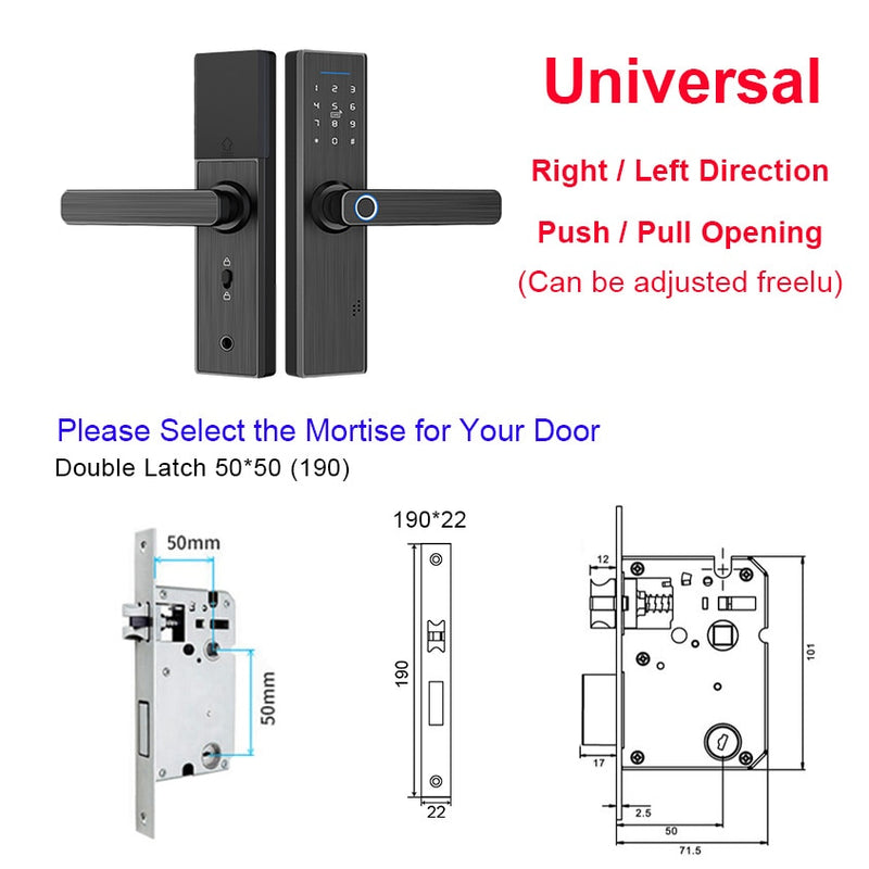 YOHEEN Wifi Electronic Smart Door Lock With Tuya App, Security Biometric Fingerprint Lock Password RFID Card