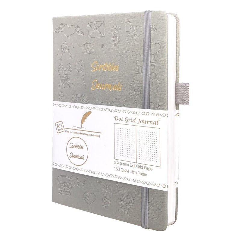 BUKE Dotted Journal Dot Grid Notebook Sketcbook - PU Leather, 160gsm Thick Paper, Inner Pocket, Elastic Closure, Pen Holder