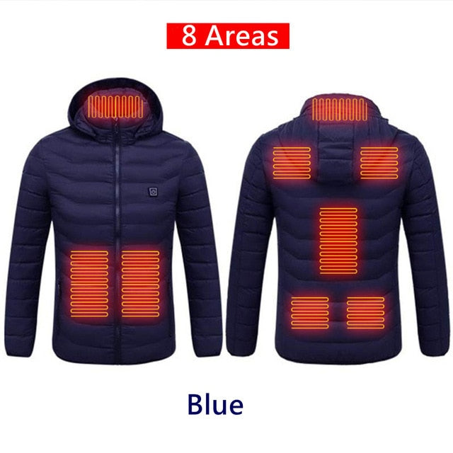 Chaqueta térmica de 9 áreas para hombre, chaquetas de calefacción eléctrica para exteriores de invierno con USB, abrigo térmico cálido, ropa, chaqueta de algodón calentable
