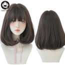 7JHH WIGS Natürliche, bequeme, synthetische Perücke für Frauen, schwarze Schulter, glattes Haar, 35,6 cm, modische Frisur-Perücke