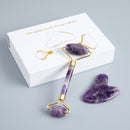 Amethyst-Massagegerät zum Anheben des Gesichts, Jade-Stein-Roller, natürlicher Kristallstein, der dünnes Kinn-Gesichtsschönheits-Hautpflege-Werkzeug abnimmt