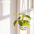 Nordic Wandbehang Keramik Vase Faultier Blumentopf Scindapsus Chlorophytum Topfpflanze Tier Blumentopf Hausgarten Dekoration