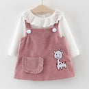 Bear Leader Baby Girl Dress Set T-shirt Tops Cartoon Giraffe Dress Baby Girl Princess Clothes Girls Long Sleeve  2pcs Suit