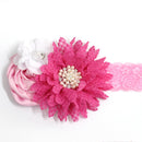 Baby Mädchen Blumen Stirnband Neugeborenes Kind Perlen Blumen mit Spitze breite Stirnbänder Bebes Haarschmuck Phoro Requisiten Kinder Turban