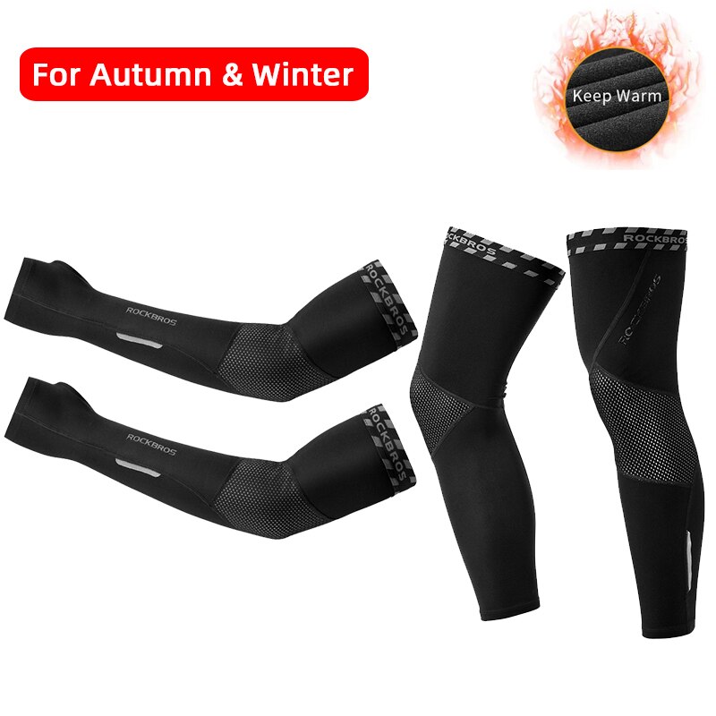 ROCKBROS Anti UV400 Cycling Leg Warmers Compression Knee Pad Protector Leg Sleeves Outdoor Sports Safety Soccer Running Leggings