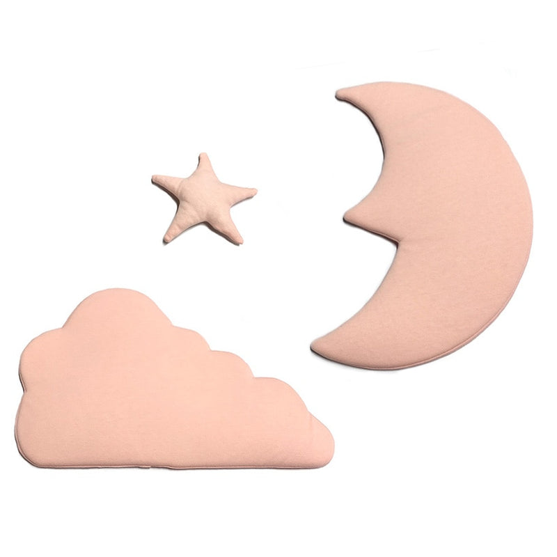 3pcs/set Moon Star Wall Decor INS Nordic Style Cotton Cloud Ornaments Kids Room Decorations Wall Stickers photography props