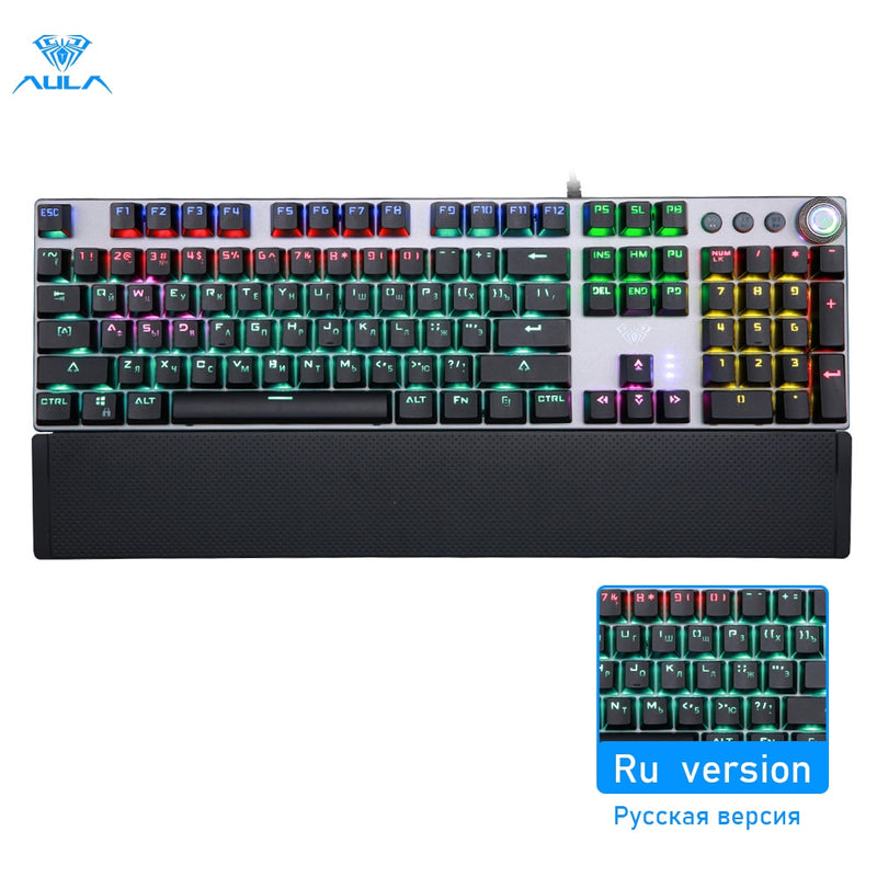 AULA F2088 Mechanical Gaming Keyboard Anti-ghosting 104 brown Switch blue Wired Mixed Backlit Keyborad for Game Laptop PC