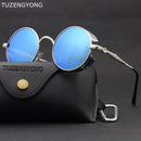 TUZENGYONG Fashion Polarized Steampunk Sunglasses Men/Women Round Metal Carving Vintage Sun Glasses Gothic UV400 Sunglass