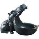 YuryFvna Hippo Statue Resin Hippopotamus Figurine Sculpture Sundries Key Candy Container Home Table Office Decoration Gift