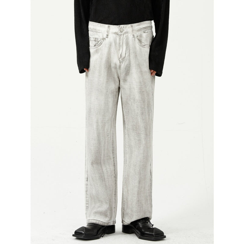 High Quality Autumn New Korean Jeans Loose Straight Design Sense Ins Casual White Denim Trousers Men