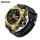 SANDA Marke Herrenuhr Military Outdoor Sports Wasserdichte Uhren Dual Display Quarz LED Digitaluhr Relogio Masculino