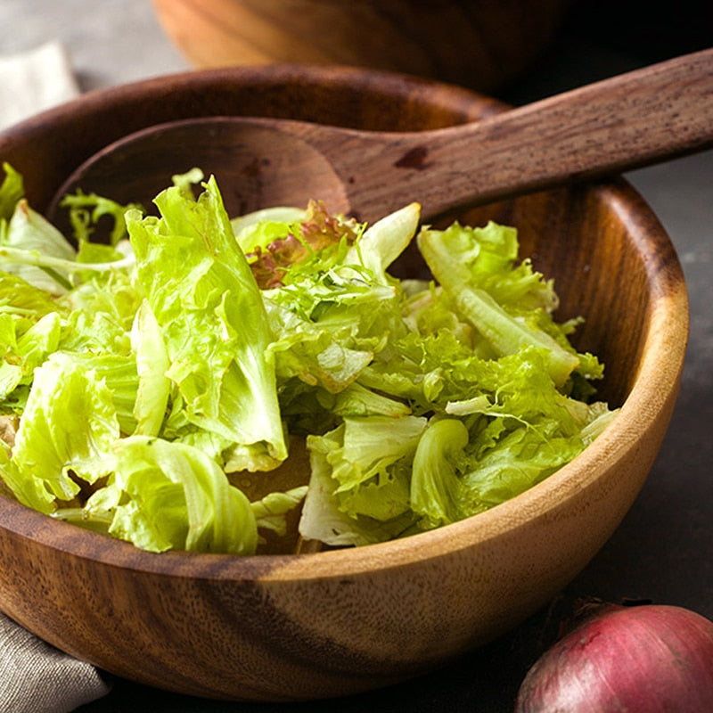 1 Stück Natürliche Akazienholz Schüssel Salat Suppenschüssel Große Kleine Holzschüssel Servierschüssel Container Holz Küchenutensilien Geschirr