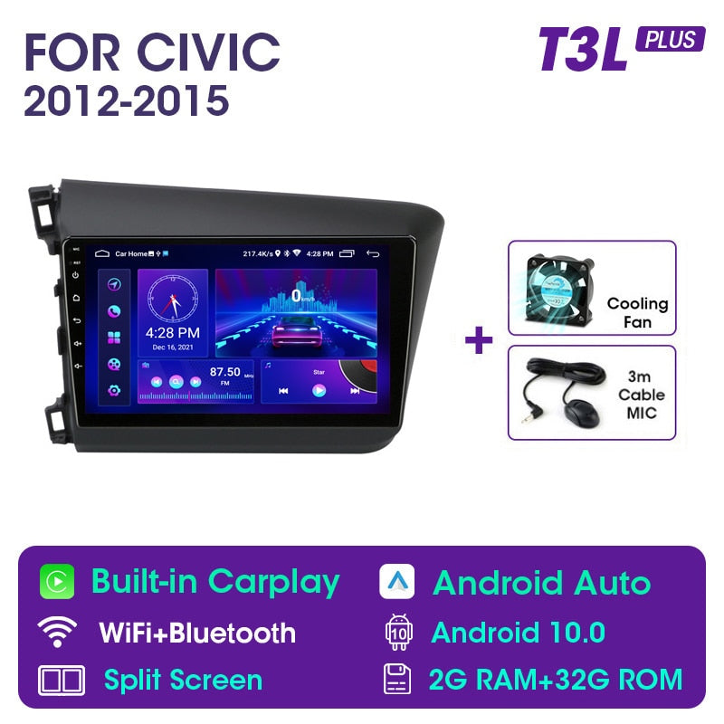 Vtopek 9&quot; 4G Carplay DSP 2din Android 11.0 Car Radio Multimidia Video Player Navigation GPS For HONDA CIVIC 2012-2015 Head Unit