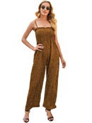 Frauen Polka Dot Jumpsuit Hohe Taille Strampler Boho Gelb Spaghettibügel Weite Beinhose Einteiliger Overall Weibliche Sommeroveralls