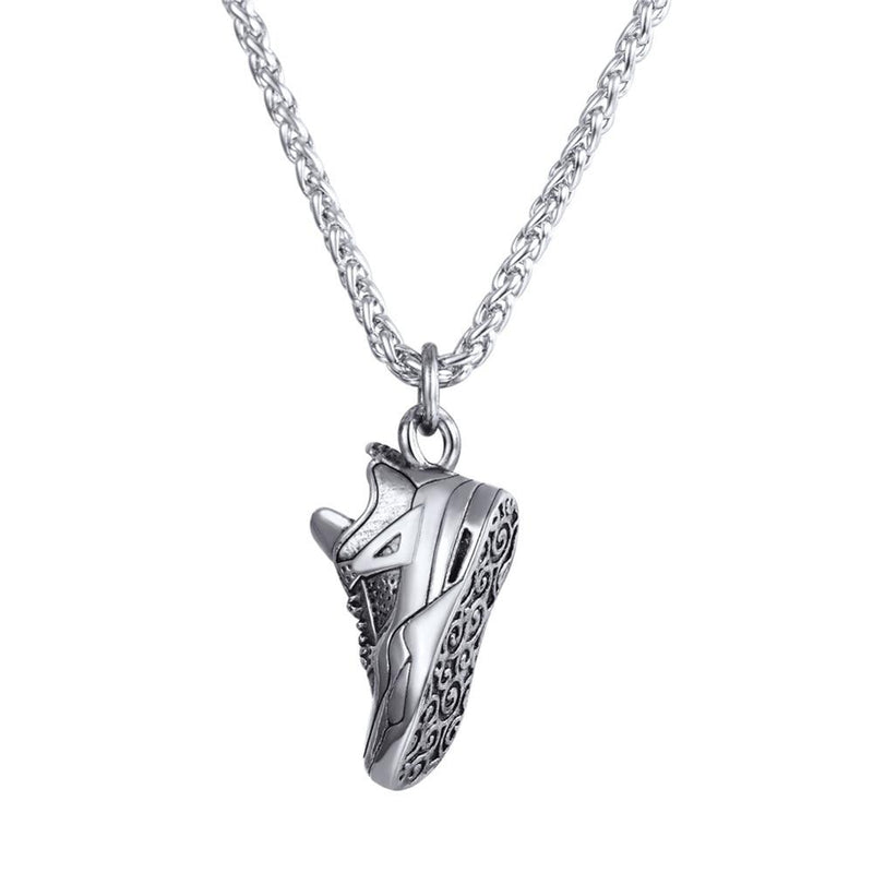 U7 Sport Shoe Necklace Stainless Steel Running Shoe Pendant Necklace Gift for Runner Steampunk Men Punk Jewelry Gifts P1186