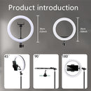 10" 26cm LED Selfie Ringlicht Fotografie Videoleuchte RingLight Phone Stand Stativ Fülllicht Dimmbare Lampe Trepied Streaming