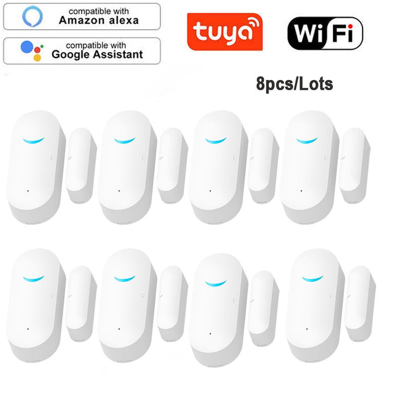 Sensor de puerta WiFi inteligente Tuya, detectores de puerta abierta/cerrada, aplicación WiFi, alerta de notificación, alarma de seguridad, compatible con Alexa, Google Home