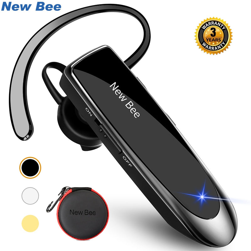 New Bee Bluetooth Headset V5.0 Wireless Earphones Headphones with Mic 24Hrs Earbuds Earpiece Mini Handsfree for iPhone xiaomi