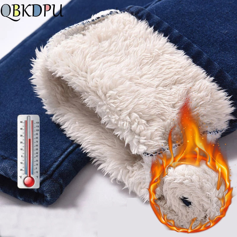 Super warme, dünne Lammwoll-Jeans für Damen plus samthohe Taillen-Denim-Hosen koreanische Mode verdicken Bleistift Vaqueros Pantalones