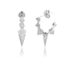 Andywen 100% 925 Sterling Silber Schwarz Emaille Schwarz Zirkon Lange Spike Creolen Piercing Ohrringe Anhänger Damen Luxus CZ Schmuck