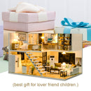 Cutebee DIY Dollhouse Kit Apartment Loft Miniatur-Puppenhäuser aus Holz mit Möbel-LED-Leuchten für Kindergeburtstagsgeschenk