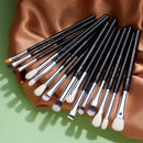 Jessup Augen-Make-up-Pinsel-Set, 15-teilig, präziser Lidschattenpinsel, Augenbrauen-Eyeliner, Blending Concealer, natürliches, synthetisches, schwarzes T177