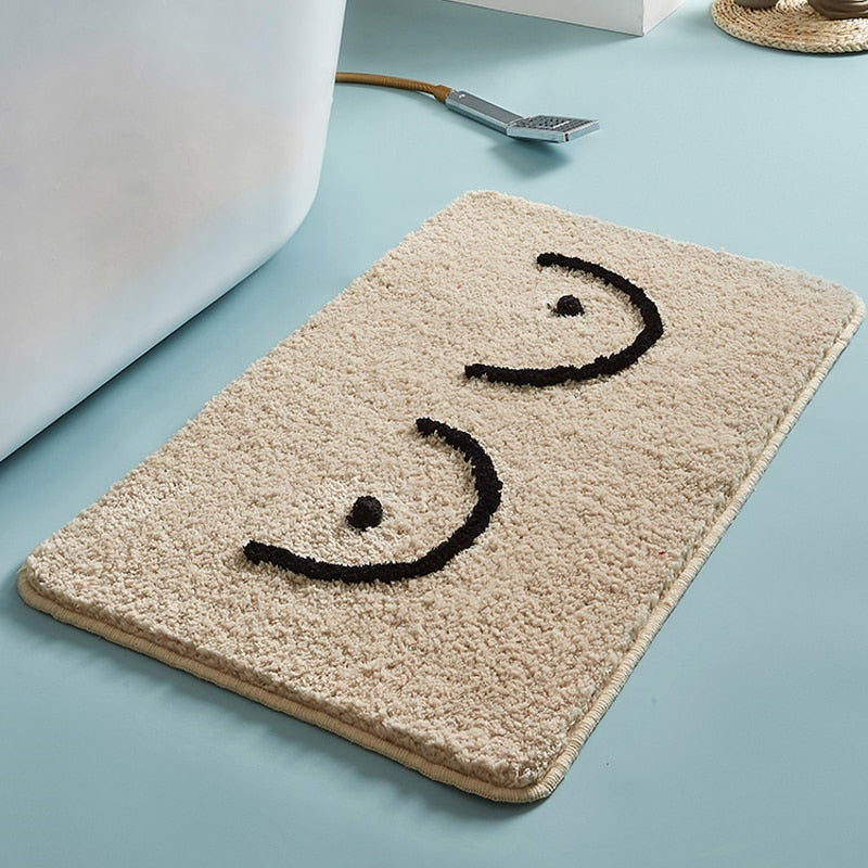 Alfombra de baño esponjosa letras divertidas alfombra de baño bañera alfombra lateral función entrada piso puerta antideslizante alfombra estética decoración del hogar