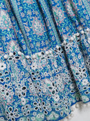 Jastie Retro-Öse besticktes Damenkleid mit Rüschen, quadratischem Ausschnitt, Gummiband, gesmoktes Korsett, Sommerkleider, langes Boho-Maix-Kleid