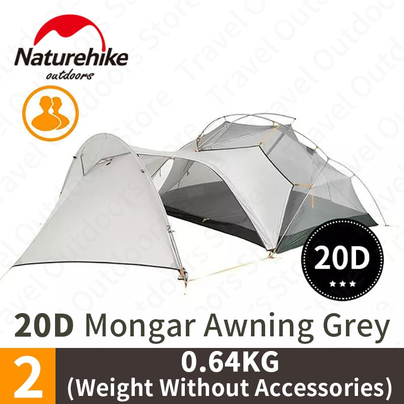 Naturehike Mongar 2-3 Personen Campingzelt 15D Nylon Upgrade Doppelschicht Outdoor Zelt Ultraleichtes Wasserdichtes Reise Wanderzelt