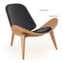 Nordic Massivholz Rückenlehne Wohnzimmer Stühle Lazy Leisure Sessel Haushaltsmöbel Modernes Leder Einzelsofa Shell Chair
