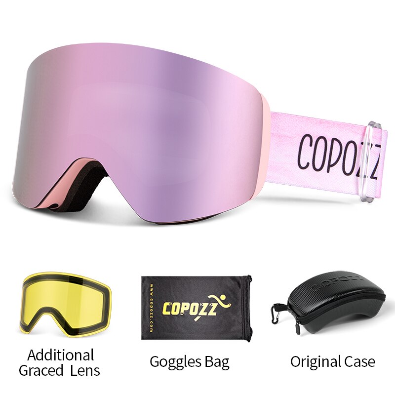 COPOZZ OTG Magnetische Skibrille Snowboard Maske für Männer Frauen Personalisierte Brillen Zylindrischer UV400 Schutz Schneebrille Erwachsene