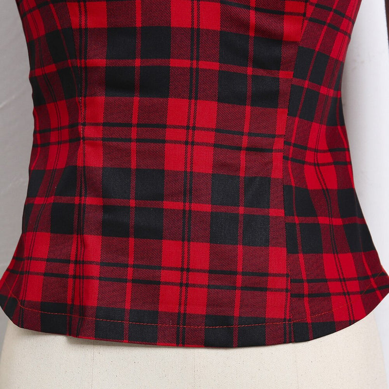 Sommer Frauen Vintage 50er Pinup Bauernhemden Gingham inspiriert Couture Kariert Rot 2022 Tops Retro Rockabilly Blusen