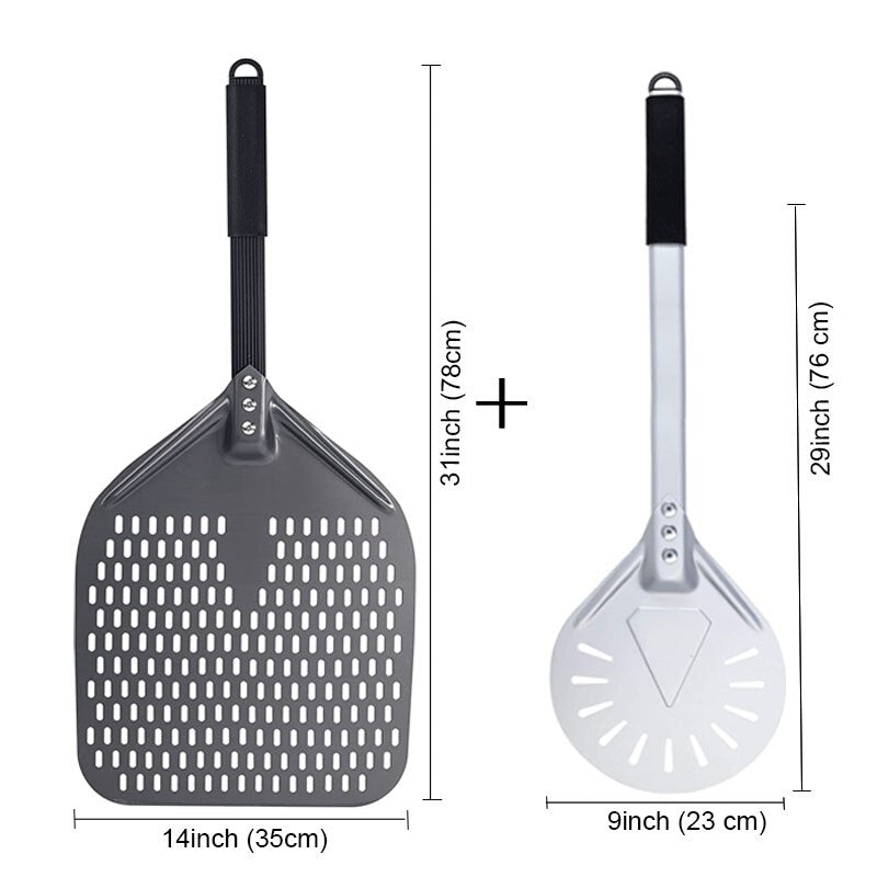 PizzAtHome 7/ 8/ 9 Inch Perforated Pizza Turning Peel Pizza Shovel Aluminum Pizza Peel Paddle Short Pizza Tool Non-Slip Handle