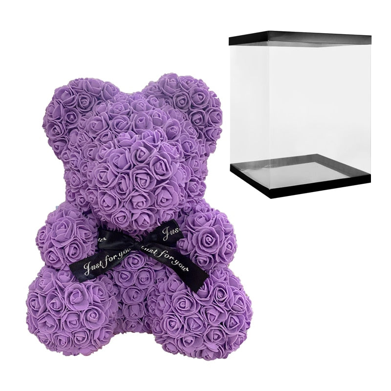 Geschenke für Mama Rose Bär 25 cm / 40 cm künstliche Blumen Rose Teddybär Hochzeitstag Geburtstagsgeschenke für ihre Freundin Frauen