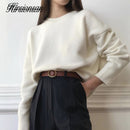 Hirsionsan Winter Oversize Pullover Damen 2022 Elegant Gestrickte Basic Pullover O Hals Lose Weich Damen Kaschmir Pullover