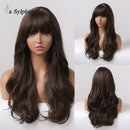 La Sylphide Halloween Cosplay Lolita Perücke Lange Naturwelle Lila Kunsthaar Perücken mit Pony für Frau Hitzebeständige Faser