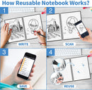 A4 Blank page Erasable Reusable Smart Writing Notebook Black Waterproof Paper Auto-Scan Customized Gift Wire Bound Spiral Notes