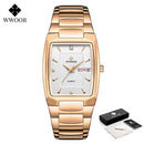 Relogio Masculino WWOOR 2022 Neue quadratische Uhr Herren mit automatischem Wochendatum Mann Quarz Armbanduhren Luxus Edelstahl Gold