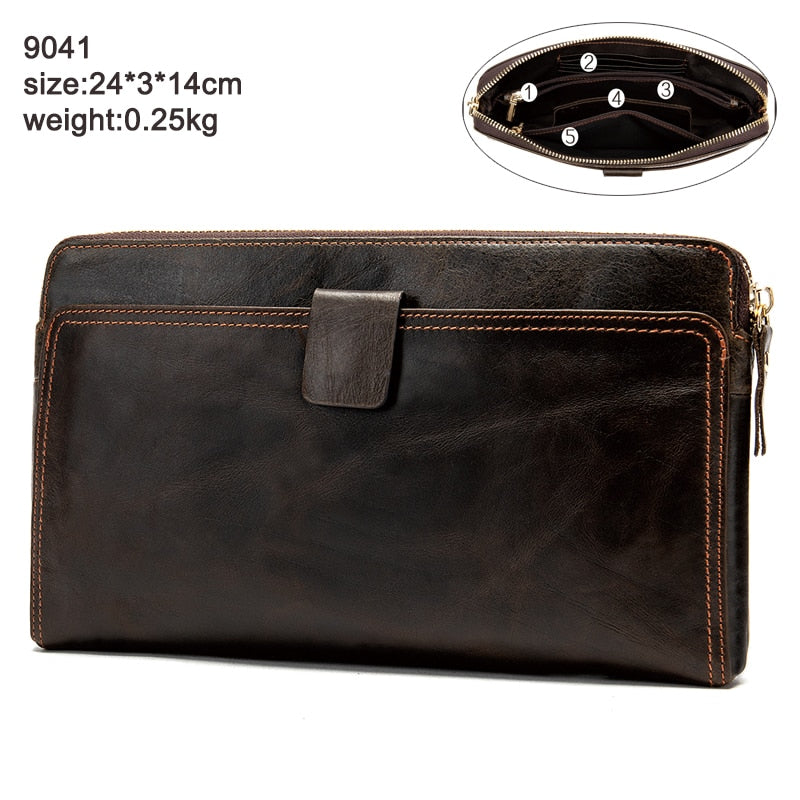 Westal Herren Geldbörse Echtleder Clutch Bag Herren Geldbörse Leder Geldbörse für Kreditkarte Handy Geldbörsen für Reisepass Geldbörsen